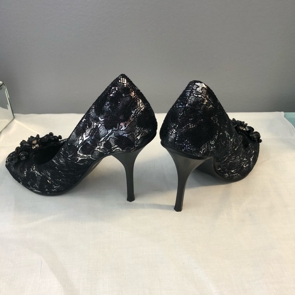 Db dk silver and black peep toe heels - Picture 5 of 5